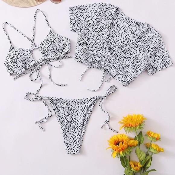 SHEIN - 3pack Dalmatian Tie Side Co-ord Bikini - Picture 1 of 4